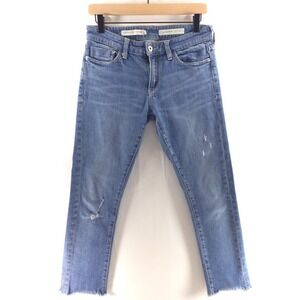 Pilcro Women Jeans‎ Slim Boyfriend 26 Blue Distressed Raw Hem Anthropologie